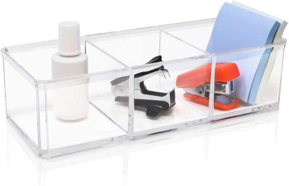 Isaac Jacobs Clear Acrylic 3 Section Organizer- Three Compartment Drawer Tray - Image 4
