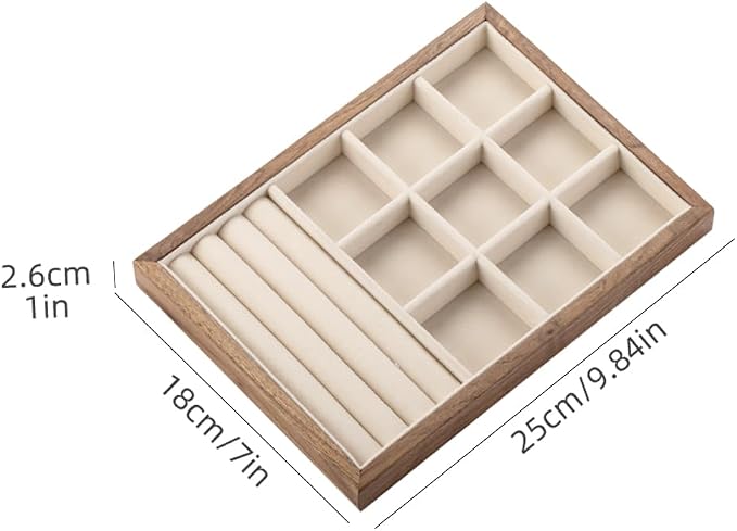 9 Grid +3 Line Black Walnut Wooden Jewelry Tray Organizer - Image 2