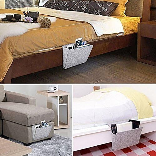 Fengtaike Useful Multi Grey Bed Storage Pockets Felt Bedside Hanging Storage - Image 3