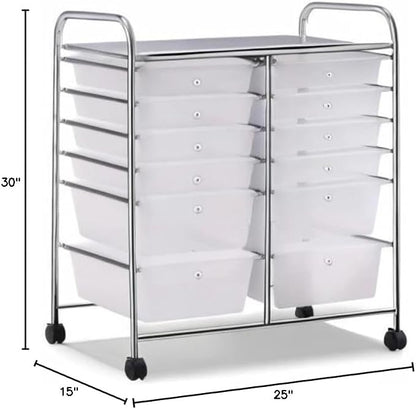 Giantex 12 Drawer Rolling Storage Cart Tools Scrapbook Paper Office School - Image 3