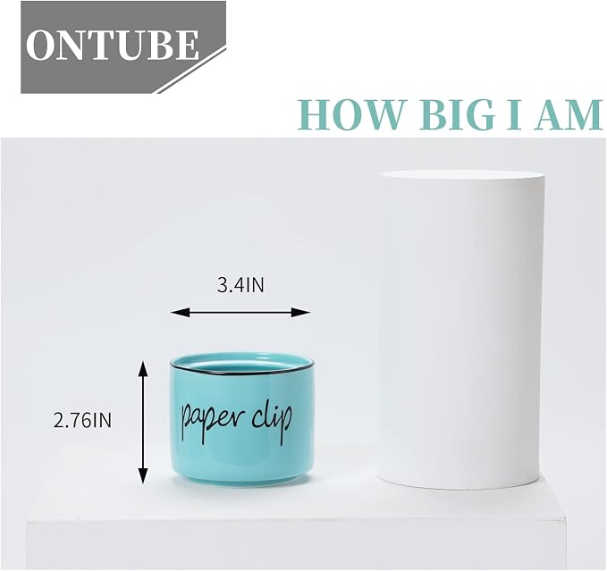 ONTUBE Farmhouse Paper Clip Holders, Ceramic Binder Clip Dispenser Organizer - Image 4