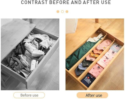6 Pack Bamboo Kitchen Drawer Dividers, Expandable Drawer Separators Splitter - Image 5