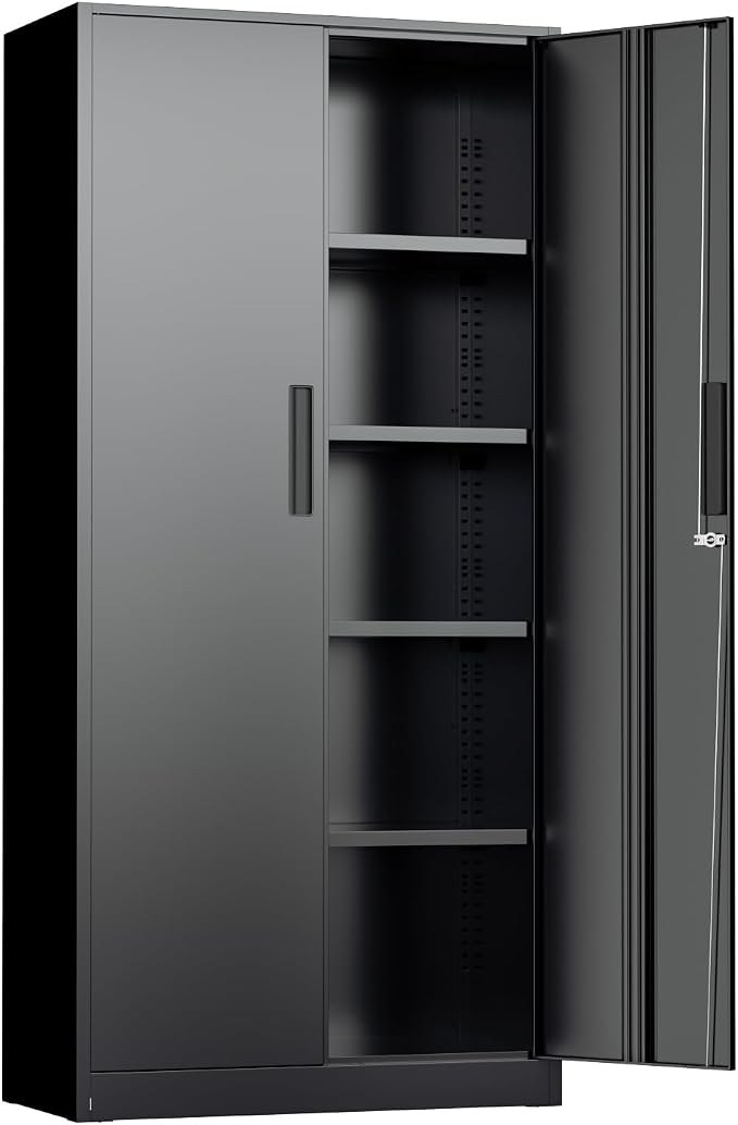INTERGREAT Black Metal Storage Cabinet, Tall Metal Cabinet by INTERGREAT