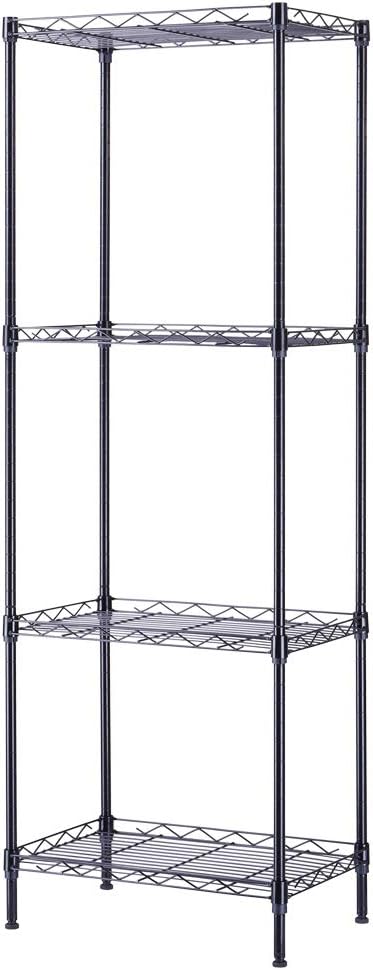 FOXHOLE 4-Tier Wire Shelving Unit Black Metal Storage Rack 17.72" W x 11.81" D - Image 3