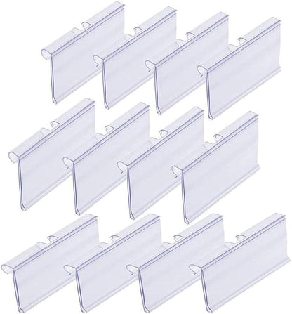 Pack of 60 Clear Plastic Label Holder, Double Hook Wire Shelf Retail Price Tag by QincLing