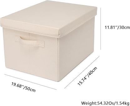 Foldable Storage Bins with Lids Cotton Canvas Rectangular Storage Box Ideal - Image 2