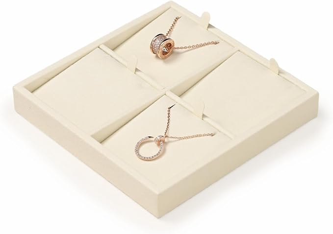 Oirlv Microfiber 4 Slots Jewelry Pendant Display Tray Jewelry Necklace - Image 6