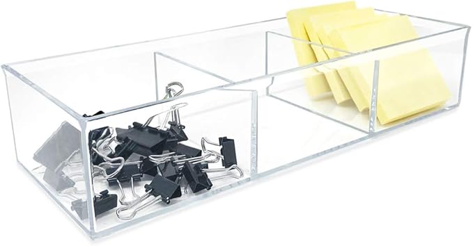Isaac Jacobs Large 3-Compartment Acrylic Stackable Organizer, Craft Supplies - Image 2