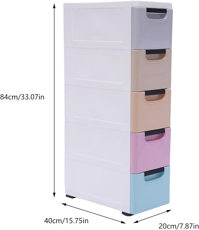5 Drawers Slim Storage Cabinet, Rolling Narrow Cabinet - Image 2