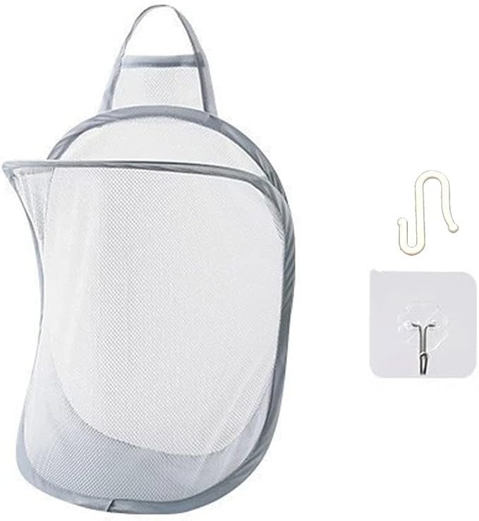 Mesh Collapsible Small Wall Laundry Baskets，Hanging Laundry Hamper，for Hotel by HHSSALIN