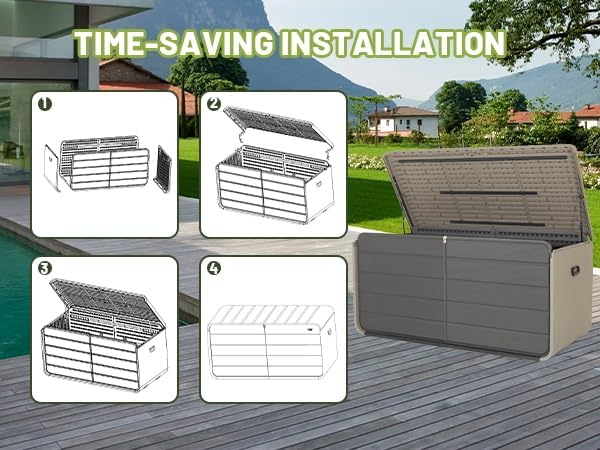 KUIKUI Deck Boxes Outdoor Waterproof, Large Outdoor Deck Box - Image 3