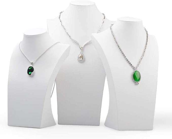 Oirlv White Leather Jewelry Bust Necklace Display Stand Trade Show Jewelry - Image 3