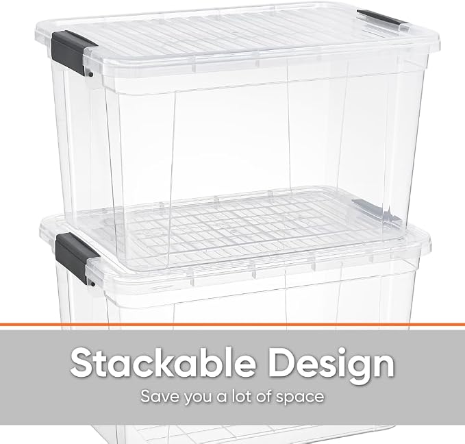 Superio Clear Storage Box with Lid, 14.25 Quart Plastic Container Bins - Image 4