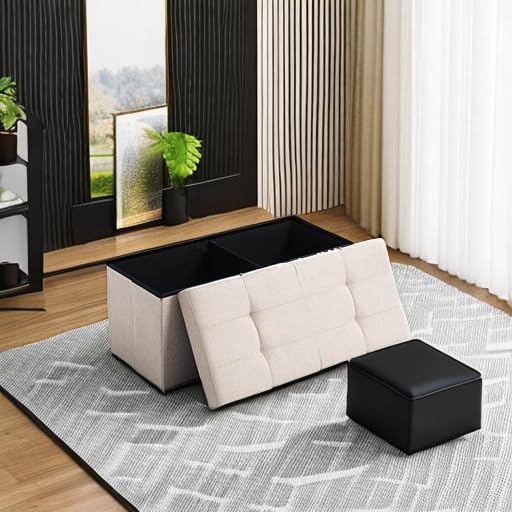 Storage Ottoman Bench Foldable Seat Footrest End of Bed Ottoman - Image 6