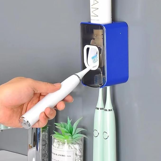 2 Slot Toothbrush Holder and Toothpaste Dispenser Wall Mounted, Automatic - Image 5