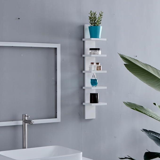 Danya B 5 Tier Wall Shelf Unit Narrow Smooth Laminate Finish - Image 3