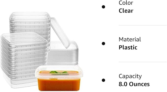 NYHI 8 oz 20 Pack Square Clear Deli Containers - Image 8