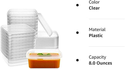 NYHI 8 oz 20 Pack Square Clear Deli Containers - Image 8