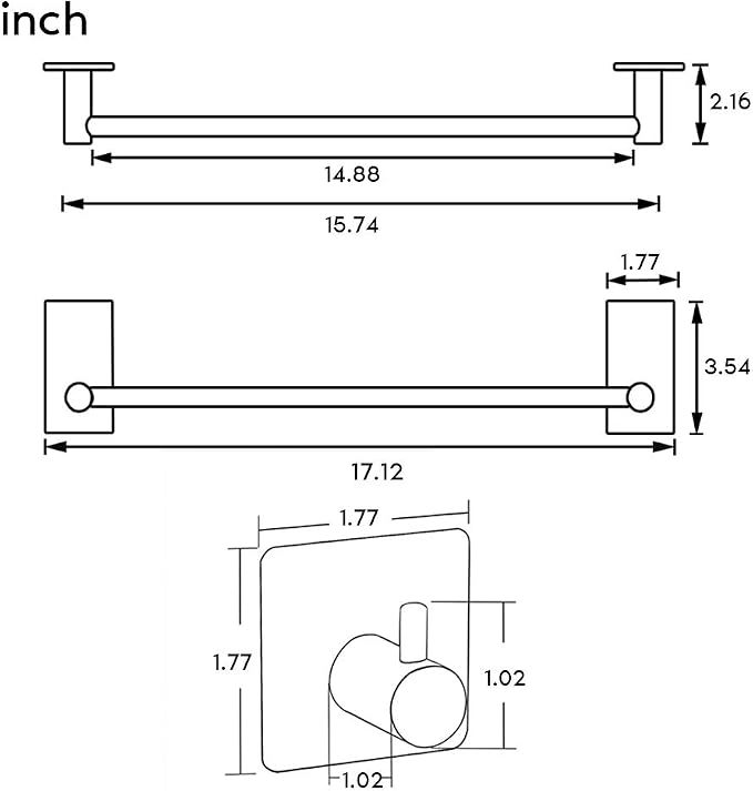Taozun 16-Inch Towel Bar - Image 2