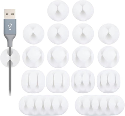 OHill Desk Cable Management Cord Organizer, 16 Pack White Self Adhesive Cord by OHill