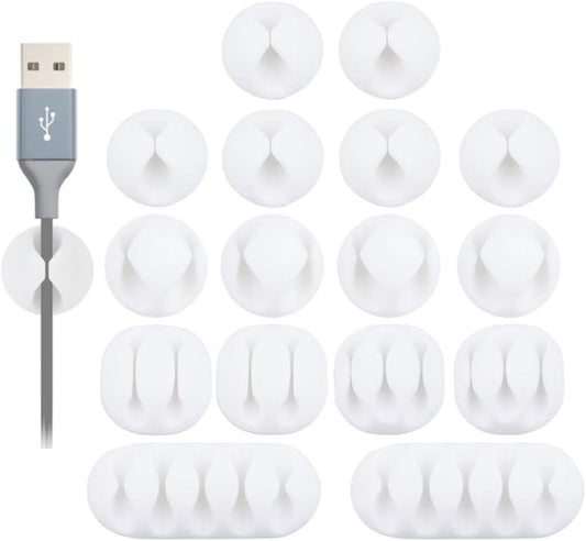 OHill Desk Cable Management Cord Organizer, 16 Pack White Self Adhesive Cord by OHill