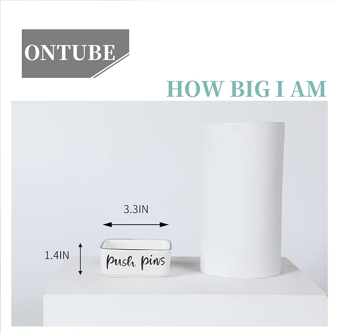 ONTUBE Farmhouse Square Push Pins Holders, Ceramic Binder Clip Dispenser - Image 4