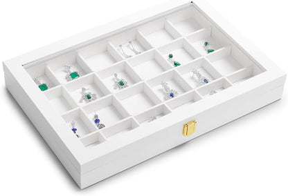 Oirlv Premium Blue Leather 24 Grid Jewelry Tray - Image 3