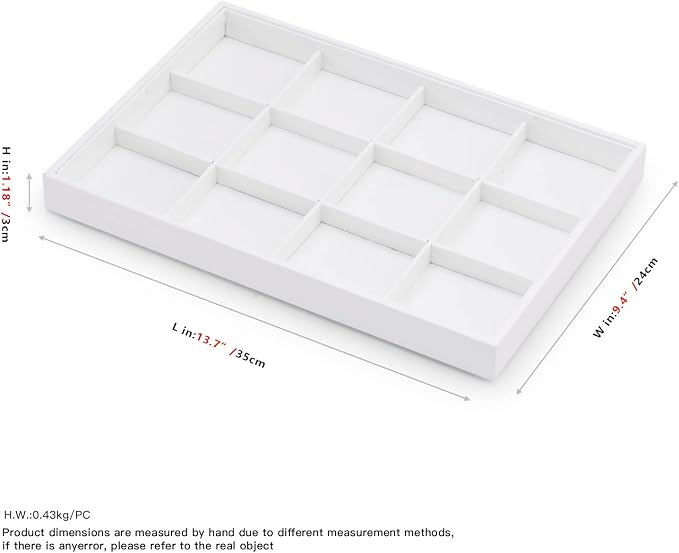Oirlv Premium White Leather Stackable Jewelry Tray 12 Grid Jewelry Drawer - Image 9