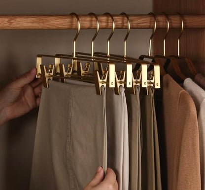 Premium Matte Gold Aluminum Pants Clip Hanger 10 Pack, Extra Smooth & Durable - Image 2
