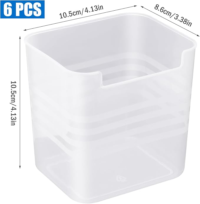 6 PCS Fridge Organizer Bins, Refrigerator Side Door Storage Box, Plastic Clear - Image 2