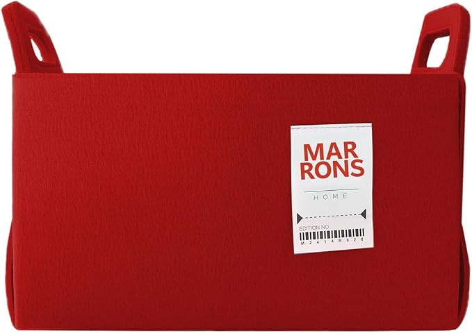 Collapsible Felt RED Storage Bin Medium 11"x7.1"x7.1" – Foldable Basket by MARRONS