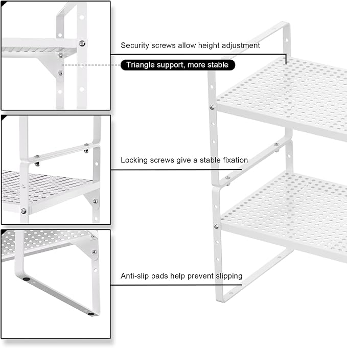 Expandable Cabinet Shelf Organizer, Stackable Pantry Cabinet Counter Under Sink - Image 6