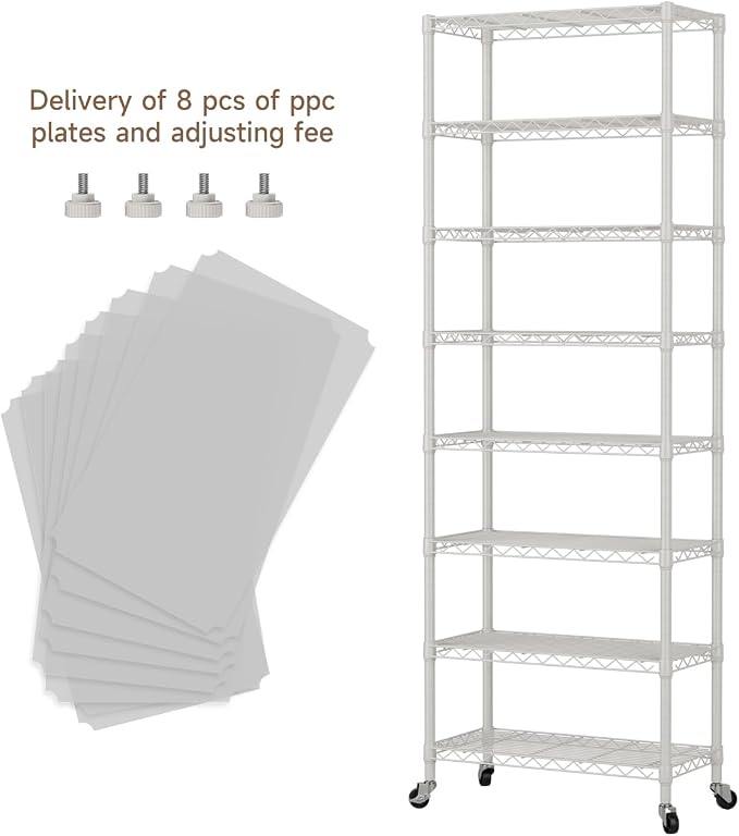 8 Tier Adjustable Storage Shelves Heavy Duty Metal Shelf Wire Shelving Unit - Image 5