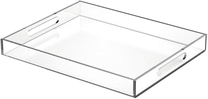 NIUBEE Acrylic Serving Tray 11x14 Inches -Spill Proof- Clear Decorative Tray by NIUBEE
