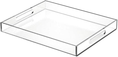 NIUBEE Acrylic Serving Tray 11x14 Inches -Spill Proof- Clear Decorative Tray by NIUBEE
