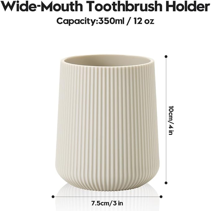 YAUKPH Beige Striped Toothbrush Holder - Image 5