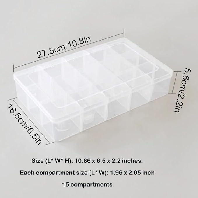 Adjustable 15-Compartment Grid Slot Plastic Storage Box Jewelry Bead Tool - Image 7