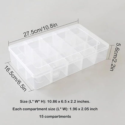 Adjustable 15-Compartment Grid Slot Plastic Storage Box Jewelry Bead Tool - Image 7
