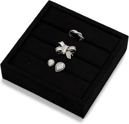 Oirlv 3 Slots Velvet Small Ring Organizer Earrings Trays Showcase Display - Image 6