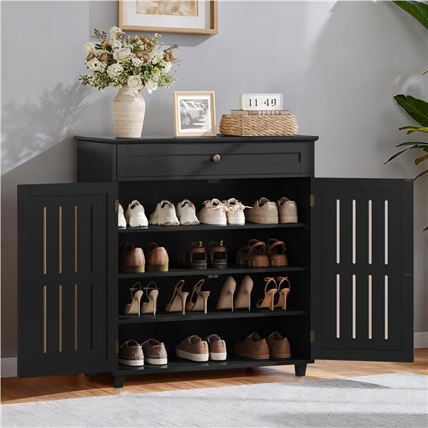 Yaheetech Shoe Cabinet, 4-Tier Shoe Storage Cabinet - Image 2