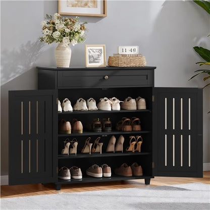 Yaheetech Shoe Cabinet, 4-Tier Shoe Storage Cabinet - Image 2