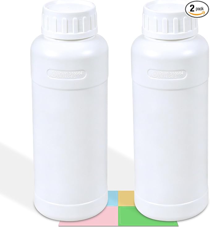 2 Pack 16 oz Fluorinated HDPE Chemical Storage Bottles by UMETASS