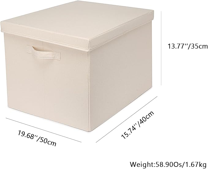 Foldable Storage Bins with Lids Cotton Canvas Rectangular Storage Box Ideal - Image 2
