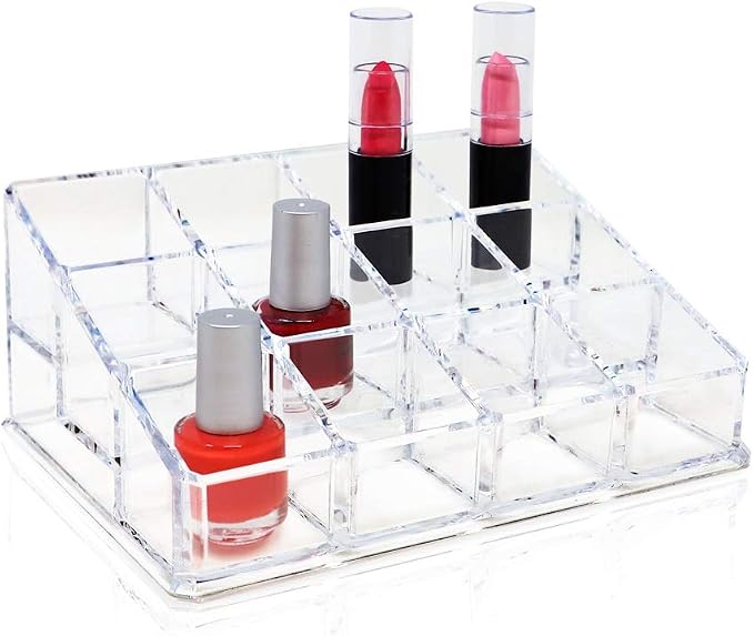 Isaac Jacobs Clear Acrylic 12 Compartment Nail Polish Holder, Organizer - Image 3