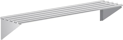 AmGood 14 in. x 60 in. NSF Stainless Steel Tubular Wall Shelf | Heavy-Duty by AmGood