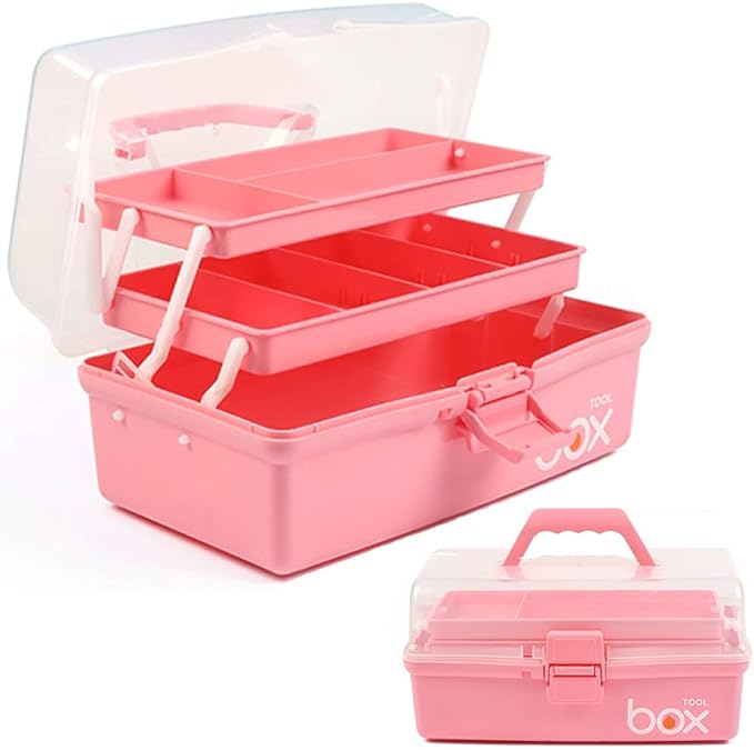 TERGOO 12in 3-Layer Plastic Craft Organizers and Storage, Portable Folding by Focusonefficientstorage