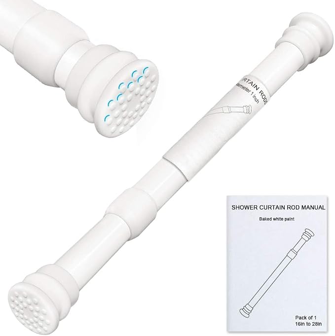 Small Shower Curtain Rod 16-28 Inch, Secure Fit by XIQIYY