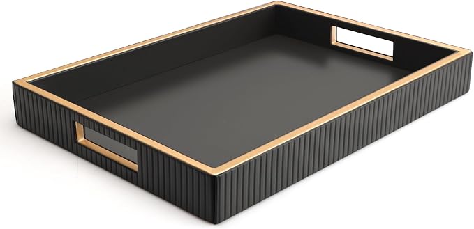 SANZIE Leather Tray Desktop Storage Organizer Premium Serving Tray Decorative by SANZIE