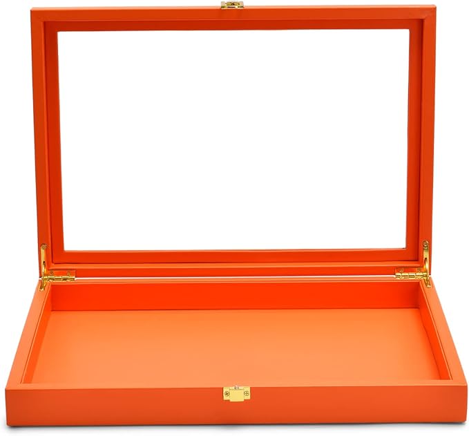 Oirlv Clear Lid Flat Jewelry Tray Stackable Display Storage Box Premium Leather by Oirlv