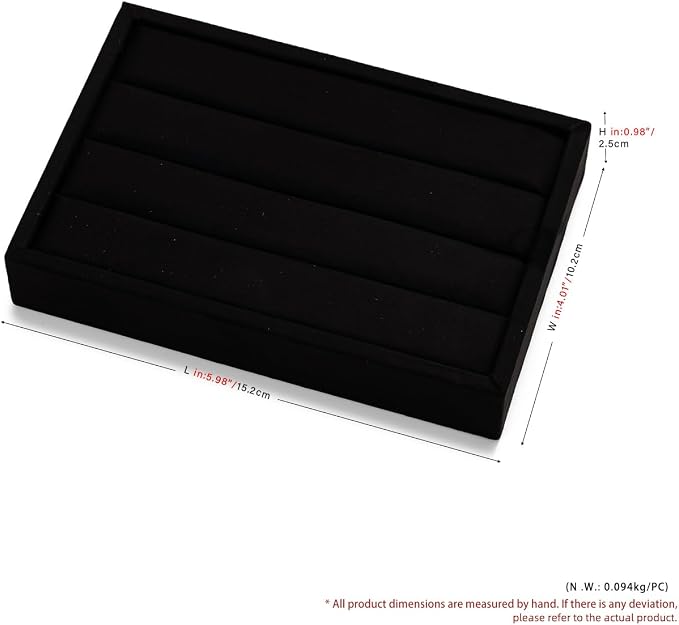 Black Velvet 3-Slots Jewelry Ring Display Tray Showcase Small Jewelry Display - Image 3